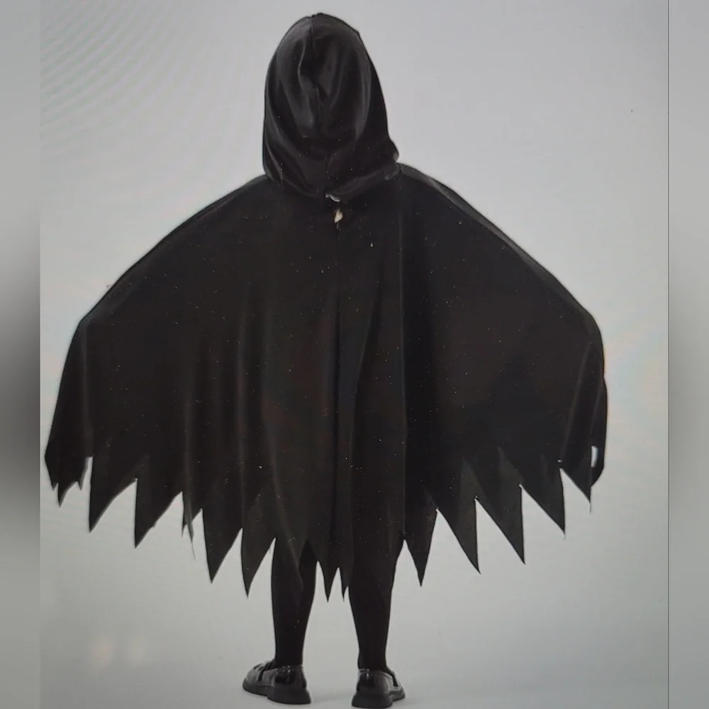 NWT GLOW IN THE DARK GHOST HOODED PANCHO DRESS COSTUME YOUTH 10-12 4 pc set